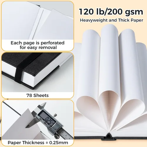 Miniatura 9 de Ohuhu Bloc de dibujo artístico, 6.3 x 6.3 pulgadas, tamaño mini cuadrado, 120 lb/200 GSM, papeles de dibujo suaves y pesados, 30 hojas/60 páginas