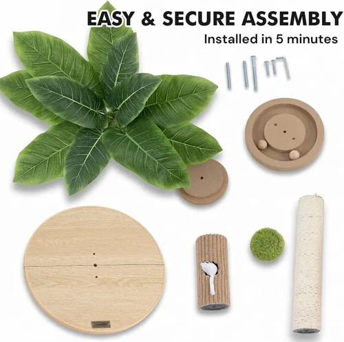 Miniatura 8 de WOOCHPET Rascador para gatos de interior de 35 pulgadas de alto, rascador de sisal para gatos con juguete de ratón y bolas de pista, base de madera
