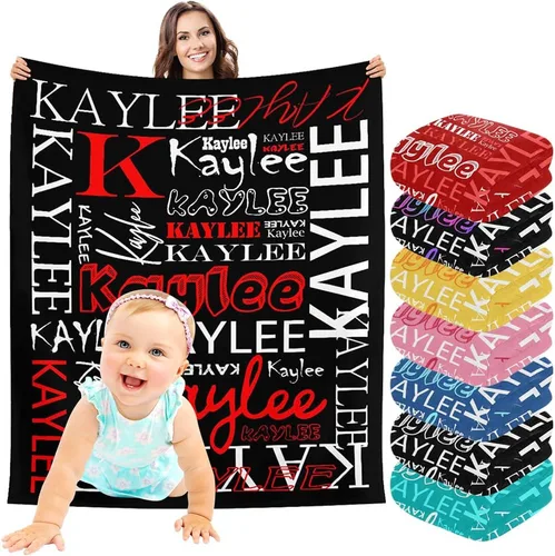 Miniatura 27 de InterestPrint Manta de bebé personalizada con nombre, lindo muñeco de nieve negro, manta personalizada con nombre para niños, niñas, niños, manta