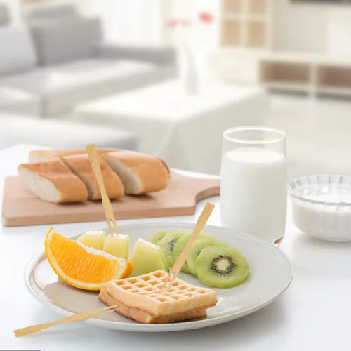 Miniatura 3 de Dongming Tenedores de bambú en miniatura para aperitivos (110 unidades, 3.5 pulgadas, doble punta, biodegradables)