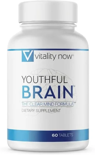 Youthful Brain | Suplemento de apoyo para la salud de la memoria y el cerebro con Bacopa Monnieri, Ginkgo Biloba, B12 - Tabletas fáciles de tragar -