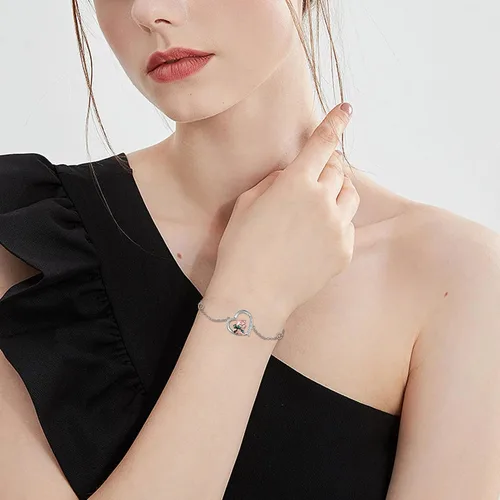 Miniatura 6 de Pulsera de panda rojo de plata de ley, pulsera de panda rojo lindo panda rojo, joyería de bambú para mujeres y niñas regalos, Plata de ley,
