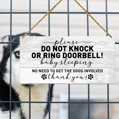 Miniatura 3 de Letrero de bebé para puerta delantera, no hay necesidad de conseguir a los perros involucrados, letrero de advertencia de perro para decoración