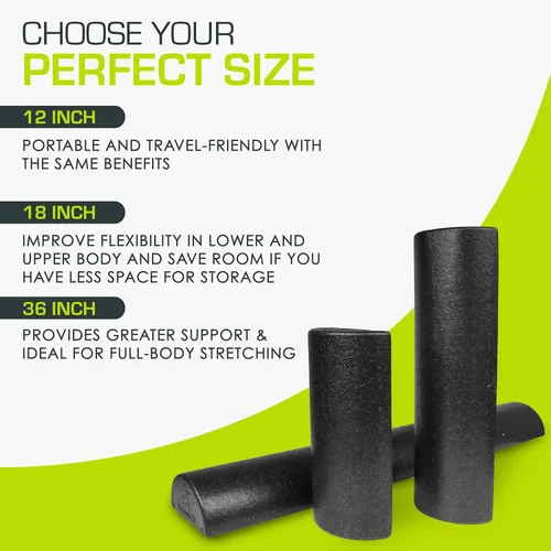 Miniatura 4 de ProsourceFit Rodillos de espuma de alta densidad largos, herramienta de masaje atlético firme de cuerpo completo para estiramiento de espalda, yoga