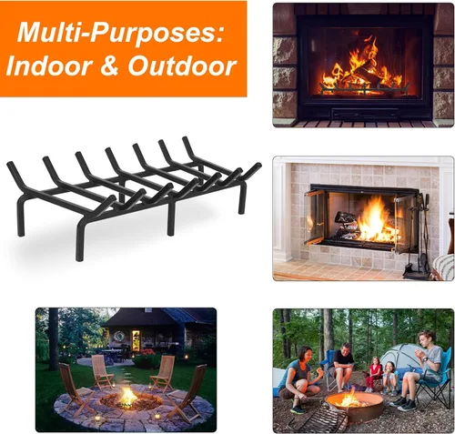 Miniatura 6 de Rejilla de Troncos para Chimenea, Soporte de Acero Sólido Resistente para Leña, Portador de Leña para Estufa de Hogar Interior, Brasero Exterior