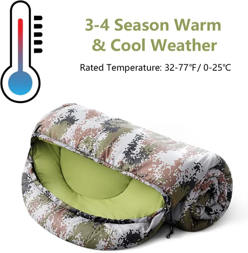 Miniatura 3 de Sacos de Dormir para Adultos, Niños y Niñas - Saco de Dormir Ligero Impermeable para Clima Cálido y Frío con Mochila Compacta, Ideal para 3-4