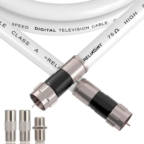 Miniatura 8 de Cable coaxial RG6 de 3 pies negro, cable coaxial de 75 Ohm con conector F y acoplador doble hembra F81, cable de extensión de antena de TV de alta