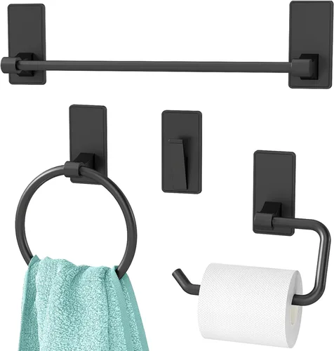 Juego de accesorios de baño de 4 piezas, juego de accesorios de baño de acero inoxidable, juego de toalleros de baño de 16 pulgadas, toalleros