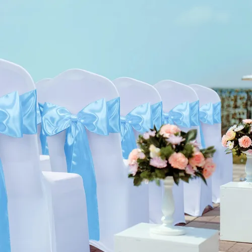 Miniatura 2 de Babenest Bandas de satén para silla, 50 lazos mejorados para silla, lazos para bodas, banquetes, fiestas, Pascua, Navidad, baby shower, decoración