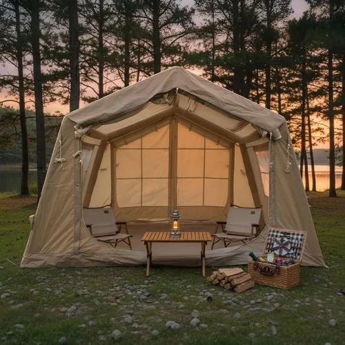 Miniatura 9 de Inflatable Tent with Pump, Glamping Tents for 4-6 Person, Easy Setup 4 Season Outdoor Tent, Water-Proof Luxury Glamping with 12 Mesh Window