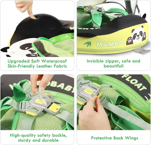 Miniatura 6 de Mambobaby Flotador de piscina para bebé con toldo, flotadores infantiles no inflables con cola sólida, suave, impermeable, agradable a la piel