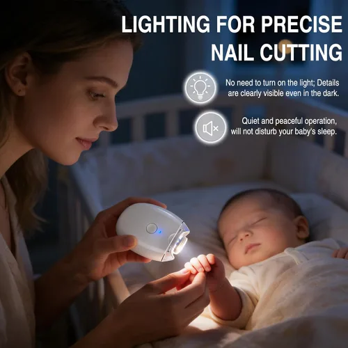 Miniatura 3 de 2 piezas de cortaúñas eléctrico automático para personas mayores, amoladora de uñas automática universal, con luz LED y 3 velocidades, recortadora