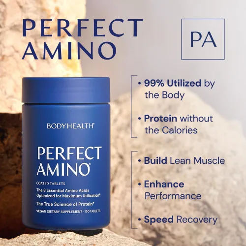Miniatura 3 de BodyHealth PerfectAmino (150 unidades) Tabletas fáciles de tragar, suplemento de aminoácidos esenciales con BCAA, proteína vegana para entrenamiento