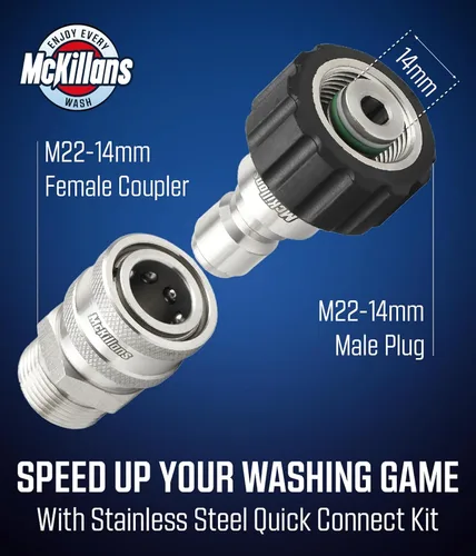 Miniatura 2 de McKillans® Par de arandelas a presión M22-0.551 in de conexión rápida - Accesorios de lavadora a presión de conexión rápida M22 a 3/8 - Accesorios