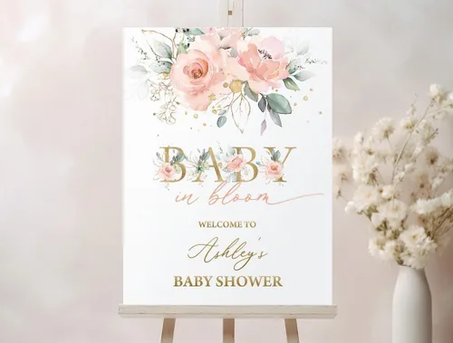 Miniatura 9 de Letrero de bienvenida personalizado para baby shower, letrero de bienvenida personalizado para baby shower, diseño de animales del bosque floral