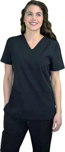 Miniatura 2 de Green Town Scrubs for Women - Mock Wrap V-Neck Scrub Top, 3 Pockets, Lightweight, Stretch Fabric, Easy Care