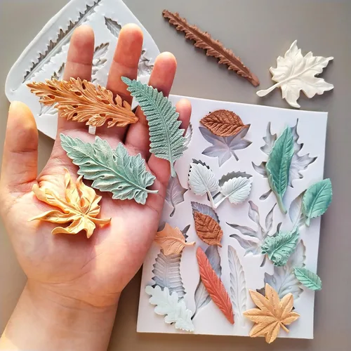 Miniatura 2 de 2 piezas de moldes de silicona en forma de hoja, molde de fondant para pastel con forma de hojas de árbol, molde 3D único para chocolate, caramelo