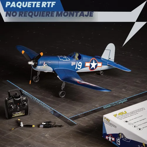Miniatura 7 de LEAMBE Avión RC sin escobillas de 4 canales F4U Corsair 500mm, avión a control remoto de combate RTF con giroscopio de 6 ejes, 3 modos y acrobacias