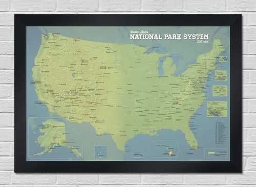 Miniatura 11 de Mapa de unidades del Sistema de Parques Nacionales de Estados Unidos 24x36 (Tierra Natural)