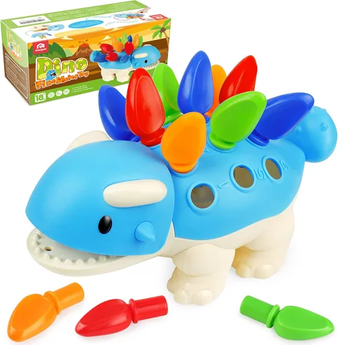 Coogam Juguete de habilidades motoras finas de dinosaurio, el Ankylosaurus Toys 13 piezas, clasificación, apilable, reconocimiento de color, juego