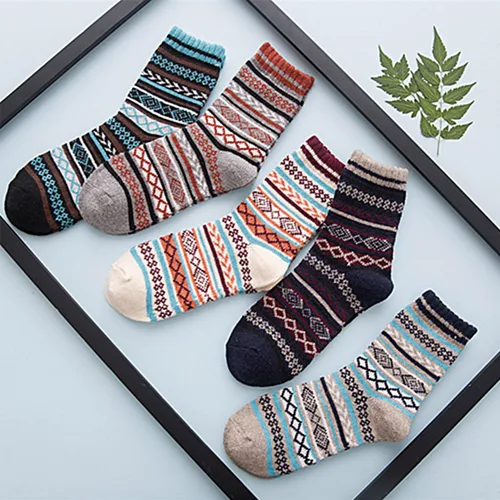 Miniatura 4 de 5 Pack Womens Wool Socks Winter Warm Socks Thick Knit Cabin Cozy Crew Soft Socks Gifts for Women