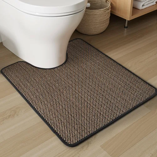 Miniatura 17 de PADOOR Alfombra de baño antideslizante con parte trasera de goma, trenzada absorbente, lavable a máquina, fina alfombra para suelo de baño, de Beige
