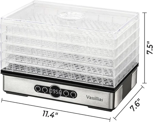 Miniatura 2 de Deshidratador de alimentos – Deshidratador para alimentos saludables, carne, cecina, frutas, verduras, hongos y hierbas, 400 W, 158 °F, mini