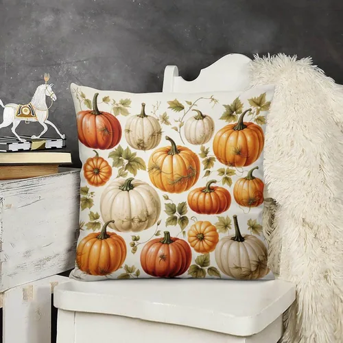 Miniatura 13 de Fundas de almohada de hojas de arce punteadas naranjas y amarillas, fundas de almohada de cosecha de temporada naranja cuadrado para sofá, sala