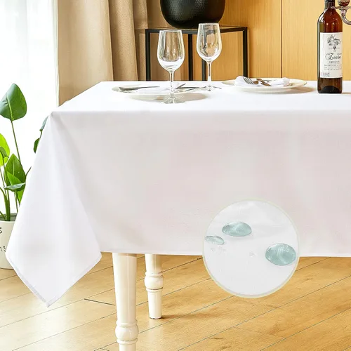 Miniatura 10 de Mebakuk Mantel Rectangular de Lino Estilo Granja, Impermeable, Anti-encogimiento, Suave y Resistente a las Arrugas, Cubierta de Mesa Decorativa
