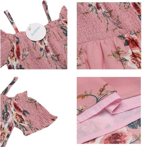 Miniatura 6 de Arshiner Vestido casual de verano sin mangas floral para niñas