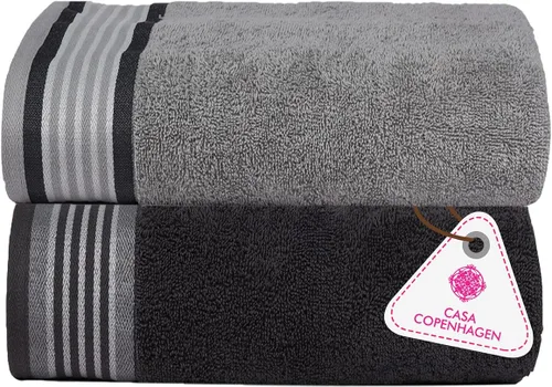 Miniatura 51 de CASA COPENHAGEN Solitaire Juego de 6 toallas - Negro, 600 GSM 2 toallas de baño 2 toallas de mano 2 toallitas, diseñadas en Dinamarca, hechas