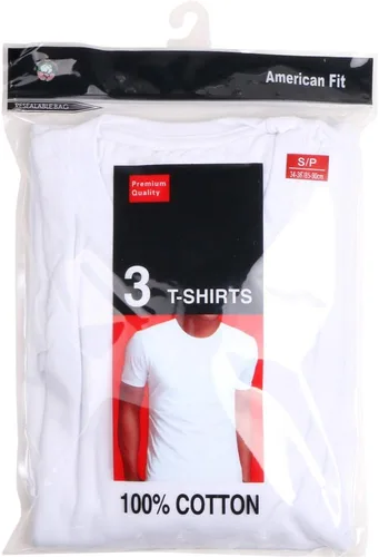 Miniatura 4 de Paquete de 3 camisetas de cuello redondo para hombre, 100 % algodón, sin etiquetas, blancas, ligeras, camisetas