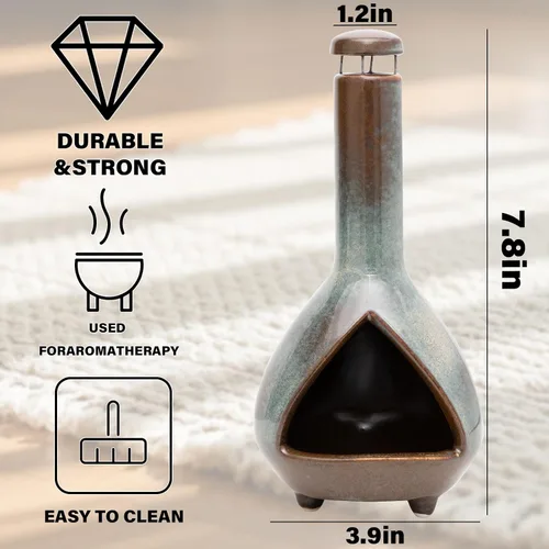 Miniatura 2 de MOUGIGI Soporte de cerámica prémium para palosanto y cuenco para difuminar, mini chiminea, quemador multiusos para palitos de salvia, conos