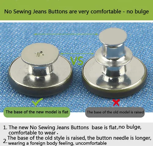 Miniatura 8 de GIYOMI 17mm Kit de reemplazo de botones para jeans sin costura con base metálica, 12 juegos de botones metálicos removibles sin clavos de 17 mm, kit