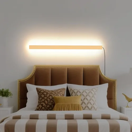 Miniatura 11 de KELUOLY Lámparas de pared modernas con enchufe, aplique de pared LED negro mate de 31.4 pulgadas, lámpara de pared interior acrílica cálida blanca