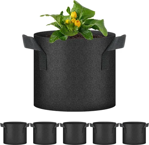 Miniatura 17 de HealSmart Paquete de 10 bolsas de cultivo de plantas de 3 galones, macetas plantadoras de tomate con asas, tela no tejida de aireación, maceta