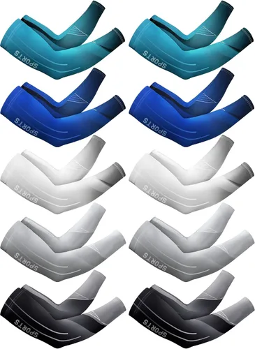 Miniatura 19 de 10 pares de mangas de protección solar UV brazo mangas de enfriamiento antideslizante compresión deportes poliéster Ciclismo cubiertas