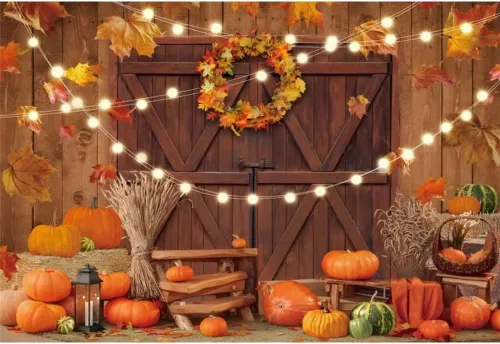 Miniatura 7 de Telón de fondo de otoño de 5 x 3 pies para sesión de fotos, tablero de madera de otoño para fotografía, decoración de pared de Acción de Gracias