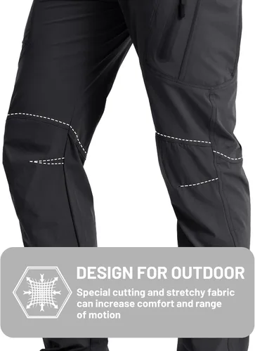 Miniatura 6 de TACVASEN Pantalones tácticos ligeros para senderismo, impermeables, de secado rápido, para trabajo, lluvia, exteriores, 8 bolsillos