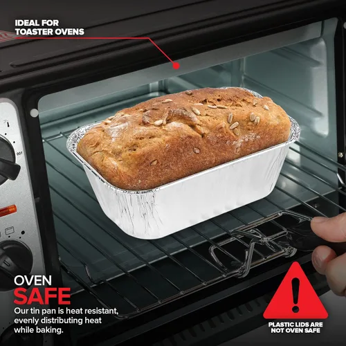 Miniatura 5 de Stock Your Home - Minimoldes desechables de aluminio con tapas, 450 g (paquete de 50 unidades) Nuevos y mejorados moldes de papel de aluminio