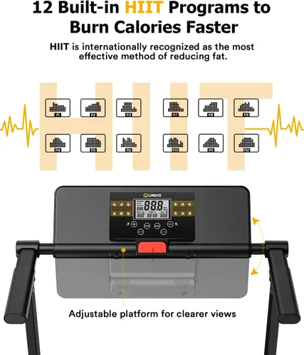 Miniatura 2 de UREVO Treadmill with Standing Desk Workstation, Walking Pad Treadmills for Home Office, Under Desk Compact Design Treadmill with HIIT Programs, Negro