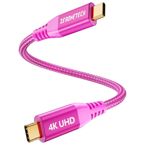 Miniatura 17 de Cable para Monitor USB C ZeroneTeck [0.91 m, Rosa], Transferencia de Datos de Alta Velocidad de 20 Gbps, Salida de Video de Pantalla 4K@60Hz, Carga