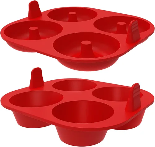 Miniatura 9 de Webake Molde de silicona para freidora de aire para hornear, moldes de donas antiadherentes de 4 cavidades, sin BPA, apto para lavavajillas, juego