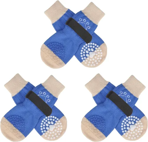 Miniatura 47 de SCENEREAL 6 piezas de calcetines antideslizantes para perros para prevenir lamido de patas para pavimento caliente/frío, calcetines de agarre