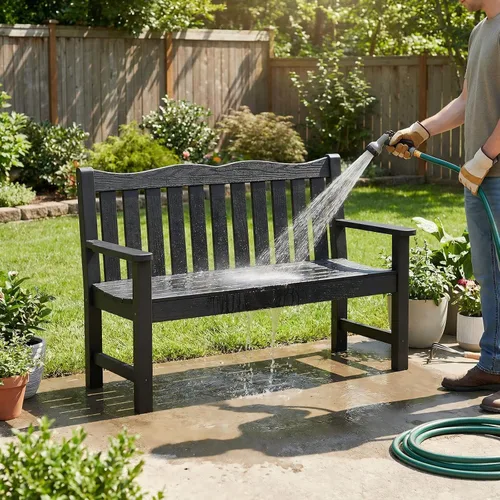 Miniatura 8 de Stoog Banco de Exterior para 2 Personas para Todo Clima, Capacidad de 800 libras Banco de Jardín de Plástico HIPS para Patio, Patio Trasero, Porche