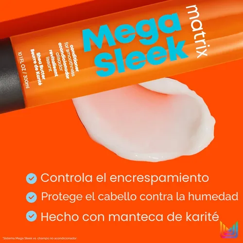 Miniatura 2 de Matrix Acondicionador Mega Sleek - Suaviza y desenreda, para cabello seco, dañado y encrespado, acondicionador profesional de salón, con manteca