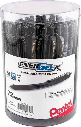 Miniatura 2 de Pentel EnerGel-X Bolígrafo de gel retráctil, (0.028 in) línea media, tinta negra, recipiente de 72 unidades (BL107PC72A)