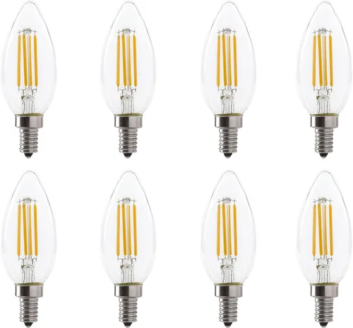 Xtricity Bombilla LED B11 con base E12, bombilla de filamento torpedo de 3.5 W, equivalente a 40 W, 300 lúmenes, bombilla B11 blanco suave 3000 K,