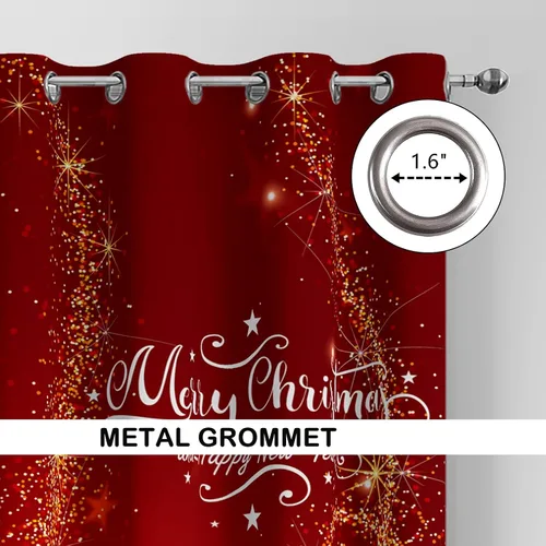 Miniatura 3 de Cortinas rojas de Navidad para sala de estar, juego de 2 paneles, cortinas de ventana de terciopelo rojo de 63 pulgadas de largo, cortinas