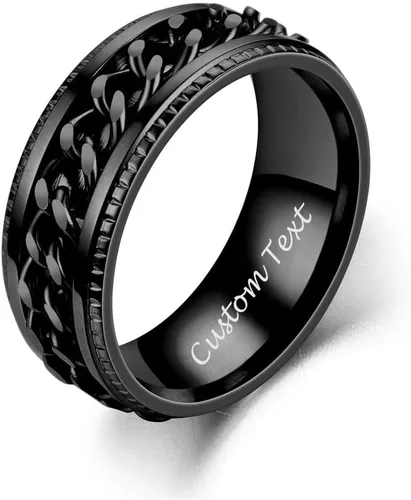 Miniatura 9 de Anillos giratorios personalizados de acero inoxidable para mujeres y hombres, juego de anillos de banda para ansiedad, sol, luna, estrella, anillo